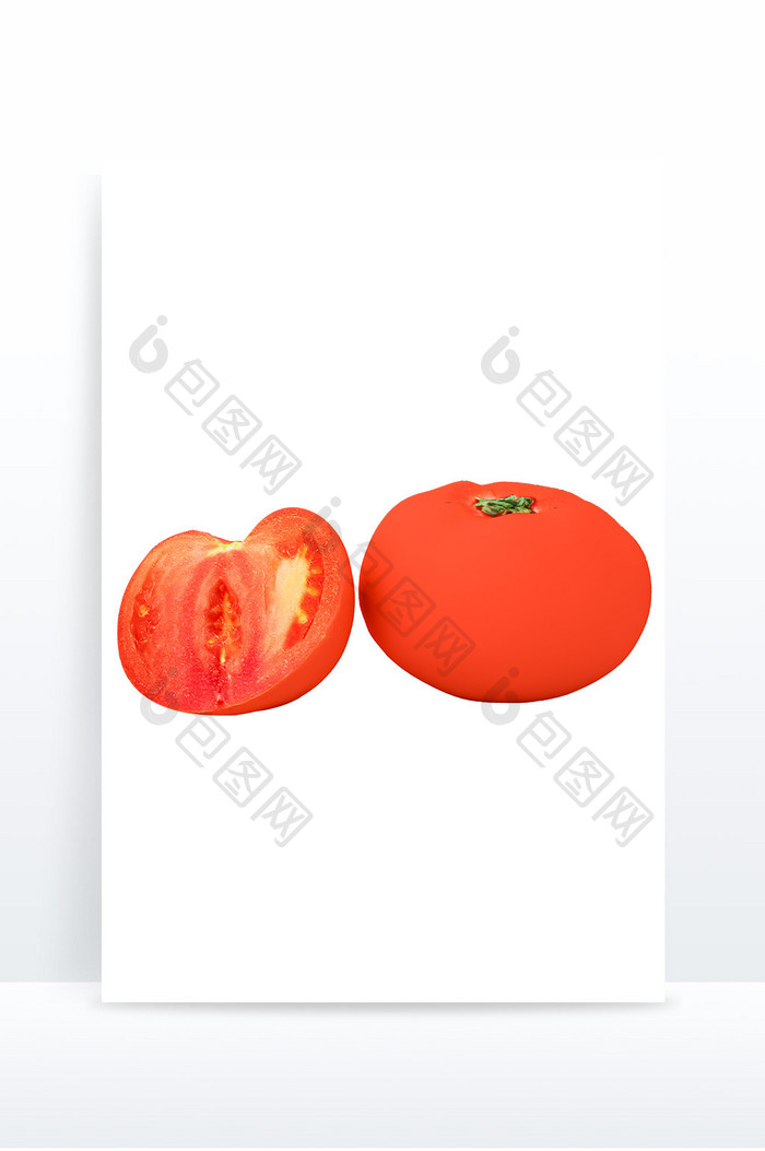 红色3D西红柿番茄水果蔬菜元素