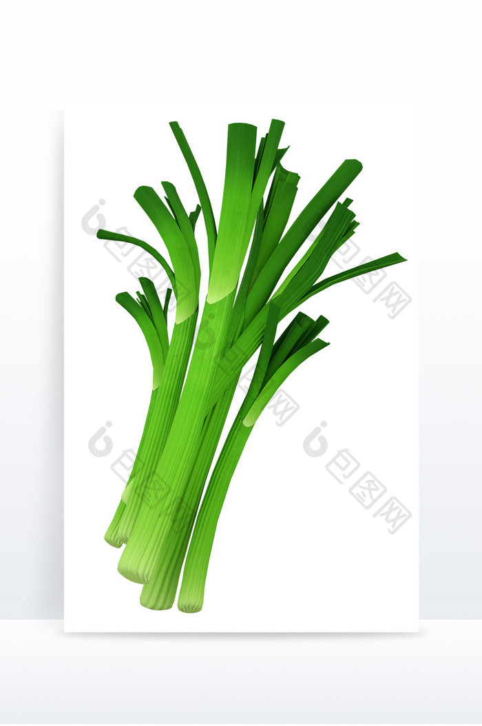 3D绿色蔬菜蒜苗蒜苔装饰元素