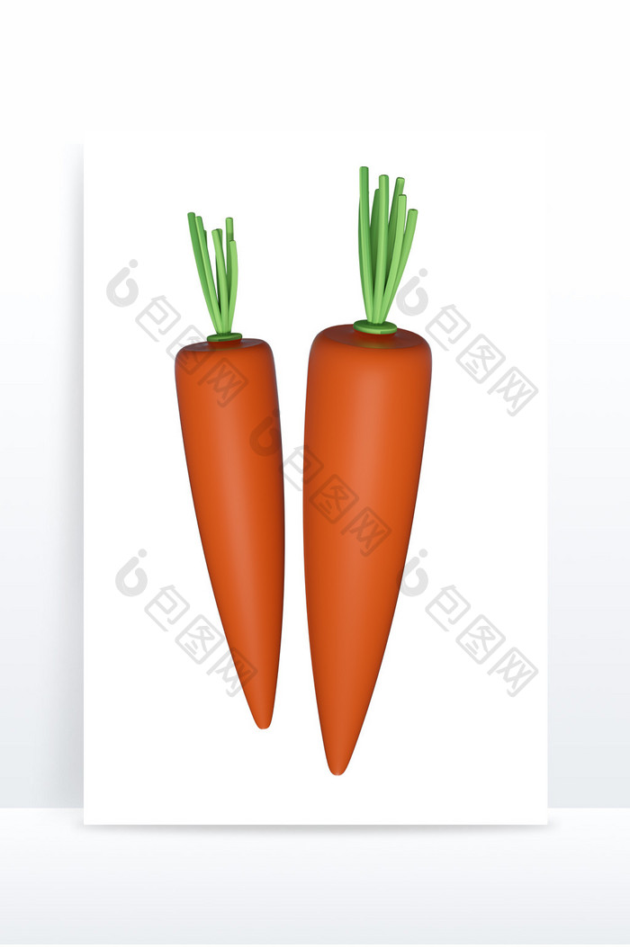 橘色胡萝卜蔬菜3D装饰元素
