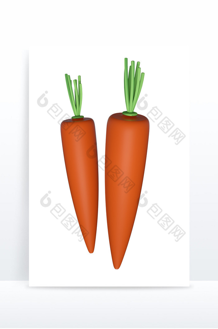 橘色胡萝卜蔬菜3D装饰元素图片图片