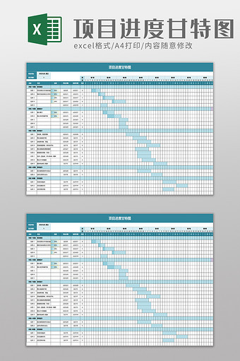 实用项目进度甘特图excel模板图片