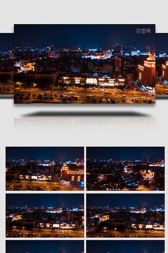 大气海南海口骑楼老街城市夜景8K航拍延时图片