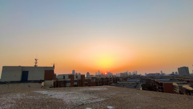 夕阳日落日暮黄昏天空建筑剪影简约延时4K