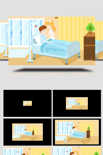 易用卡通mg动画医疗类病人住院图片