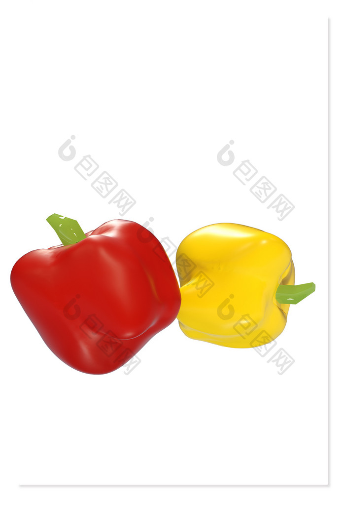 五彩蔬菜红椒黄椒肉椒3D元素