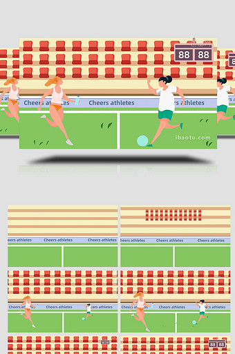 易用卡通mg动画比赛类运动场上运动员图片