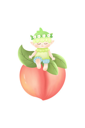 夏日水果桃子精灵装饰图片