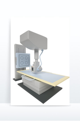 蓝灰色简约卡通医疗X光检测设备C4D元素