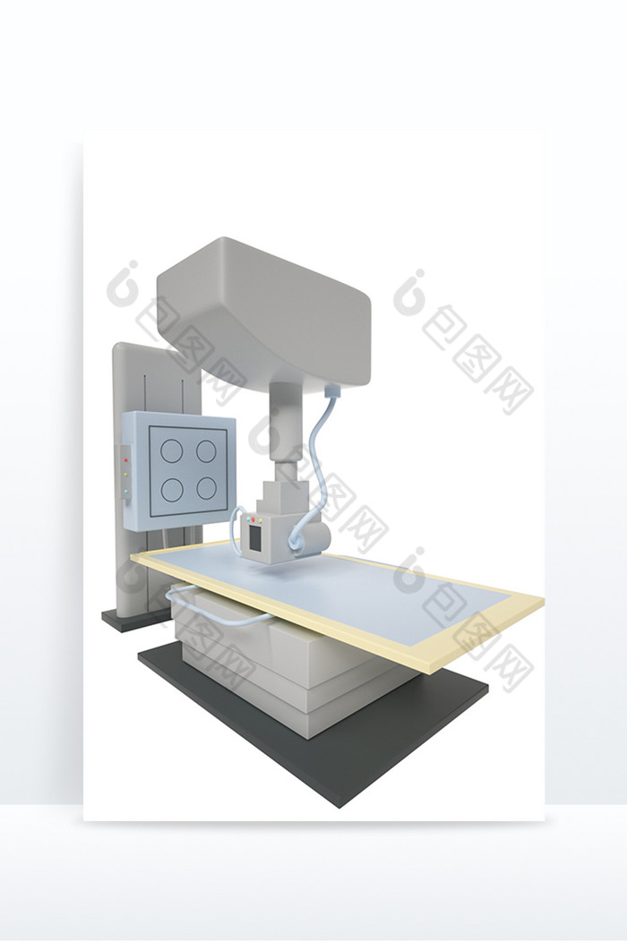 蓝灰色简约卡通医疗X光检测设备C4D元素图片图片