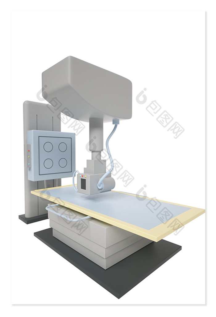 蓝灰色简约卡通医疗X光检测设备C4D元素
