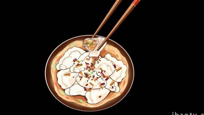 卡通类写实食物美食饺子MG动画