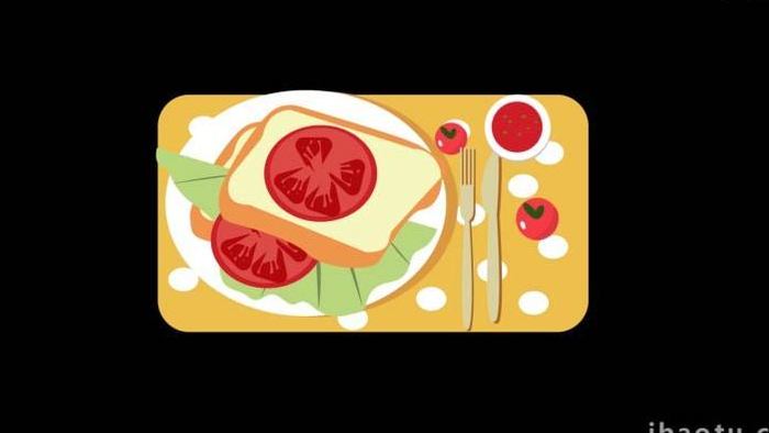 卡通类食物美食面包西红柿MG动画