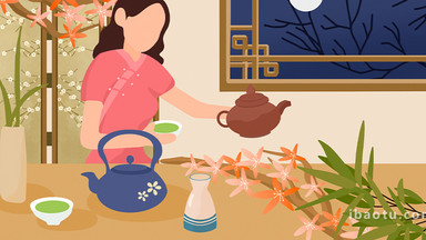 易用卡通mg动画传统类女人泡茶水
