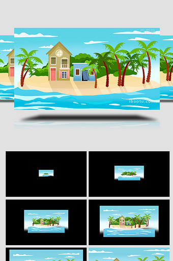 易用卡通mg动画夏天居住在海上的岛屿图片