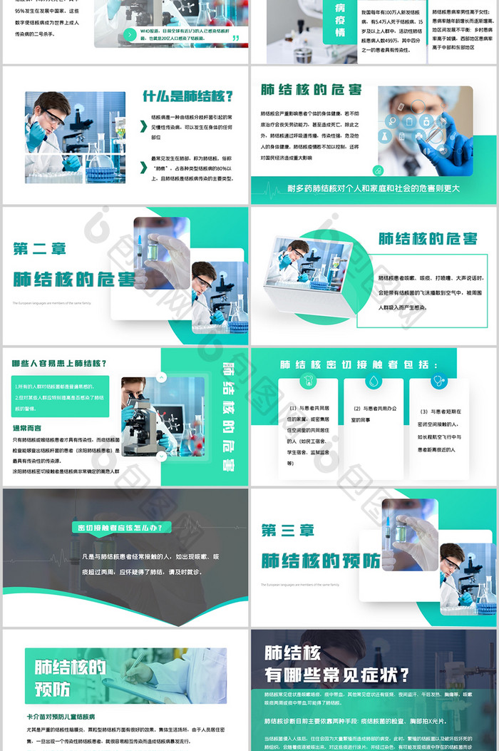 绿色肺结核治疗安全知识讲座PPT模板