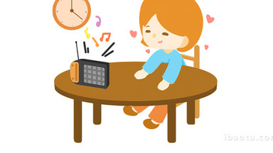 易用卡通mg动画居家类男孩听广播