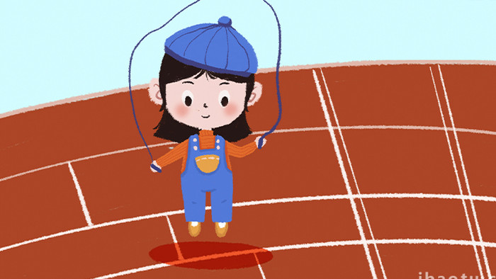 易用卡通mg动画操场体育运动小女孩跳绳
