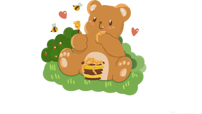 易用卡通mg动画开心吃蜂蜜的小熊