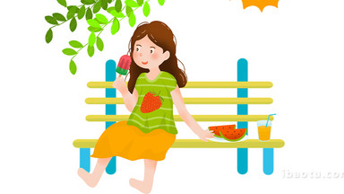 易用卡通mg动画夏天类小孩吃雪糕