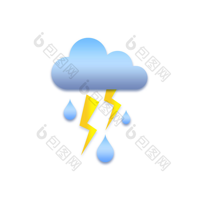 卡通天气预报雷雨天闪电下雨GIF动态图