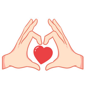 卡通双手比心心动跳动动图gif