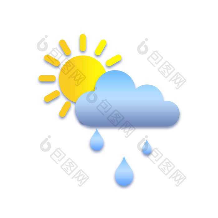 卡通天气预报太阳雨图标元素动图GIF