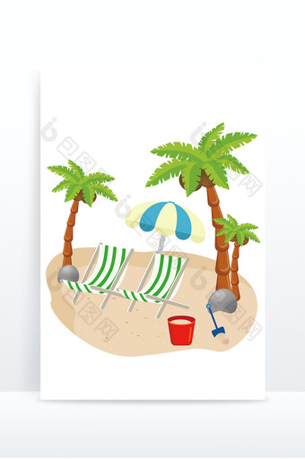 夏季椰树海滩矢量元素图片