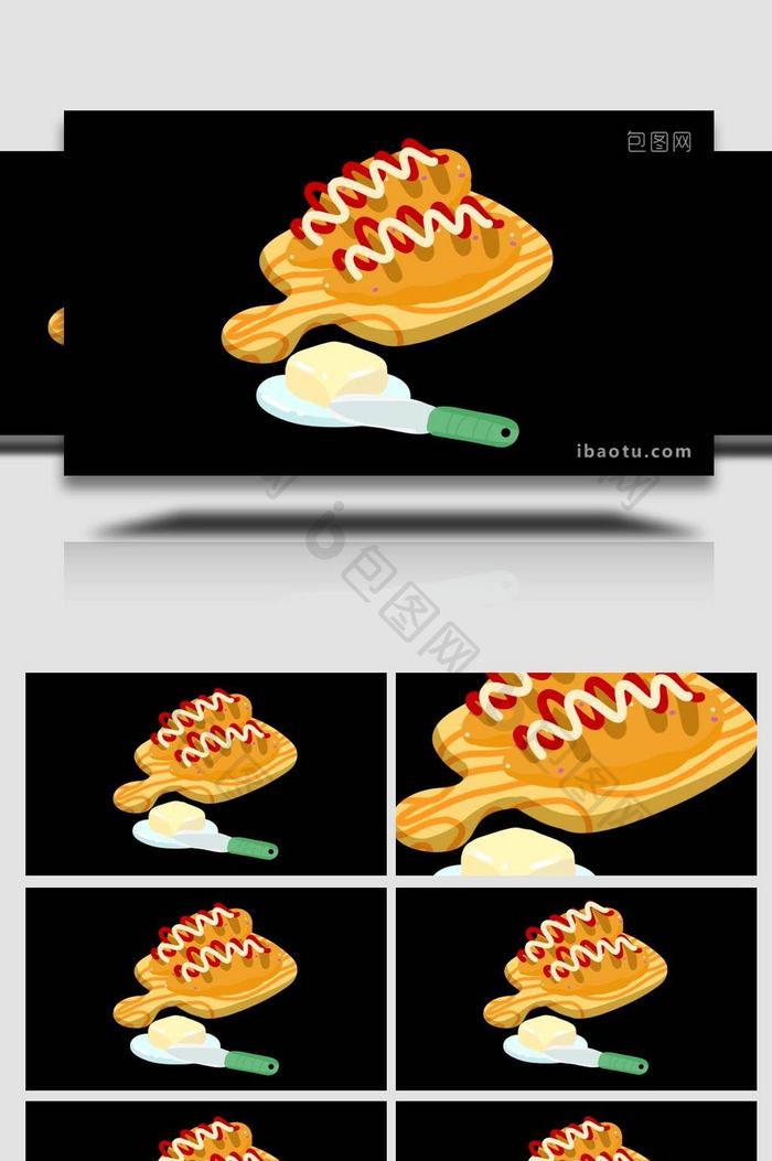 卡通写实面包番茄酱食物MG动画
