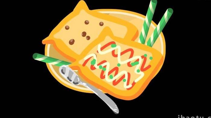 卡通类写实面包番茄酱食物MG动画