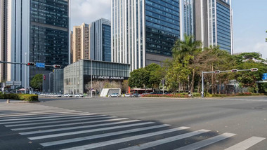 城市简约大气粤海街道交通人流延时实拍4K