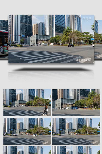 城市简约大气粤海街道交通人流延时实拍4K图片