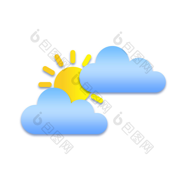 卡通天气预报多云转晴图标元素动图GIF