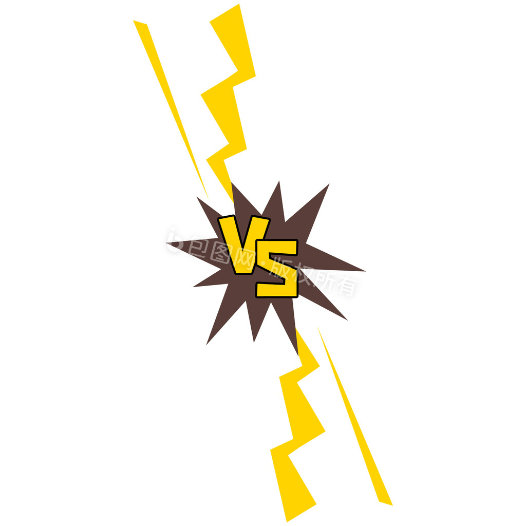 黄色闪电字母vs闪烁PK动图GIF图片
