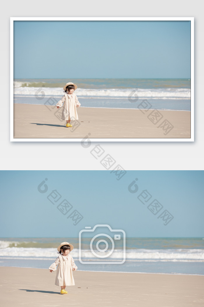 夏天在海边散步的儿童图片图片