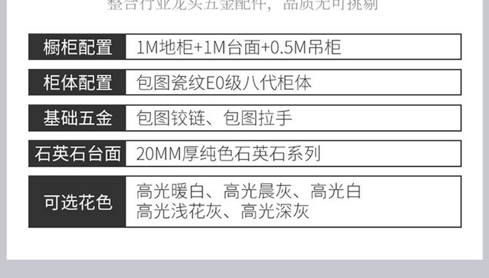 简约大气橱柜详情页厨柜描述家具设计模板