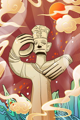 博物馆日文物新插画