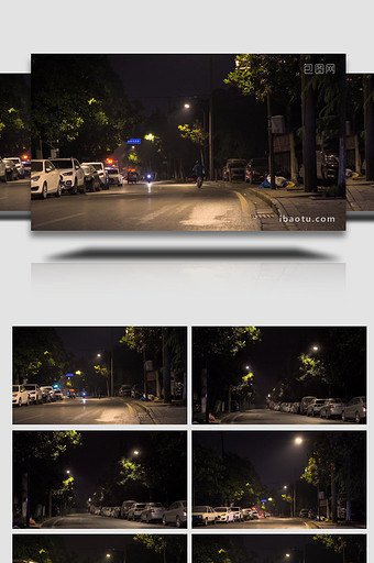 孤独冷清城市街道夜景行人孤独行走4K实拍图片