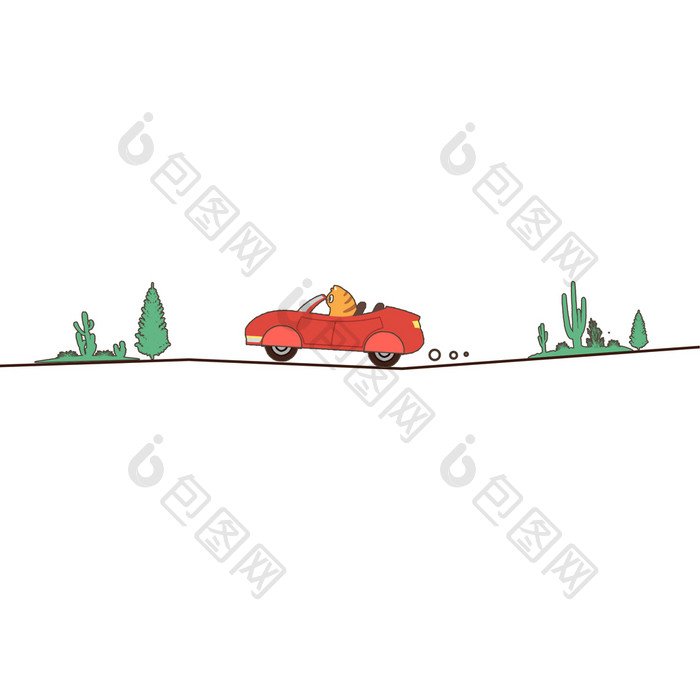 卡通红色行驶中小汽车分割线动图GIF