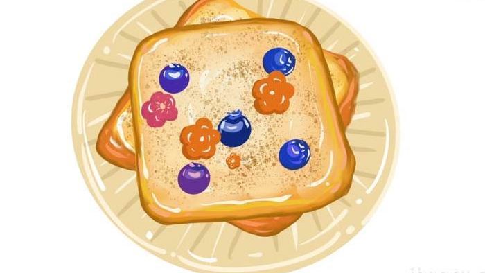 卡通类写实美食食物蓝莓面包MG动画