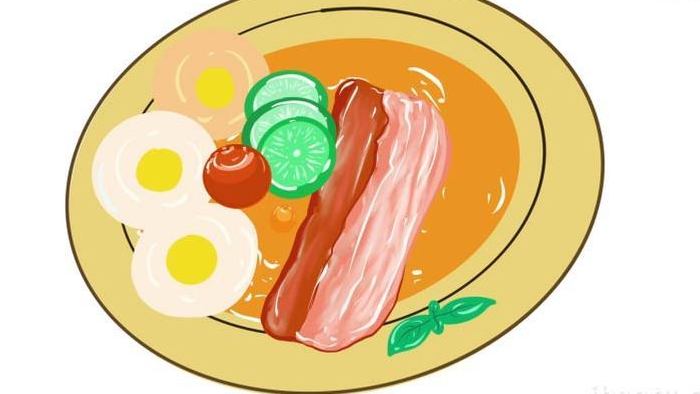 卡通类写实美食食物培根鸡蛋MG动画