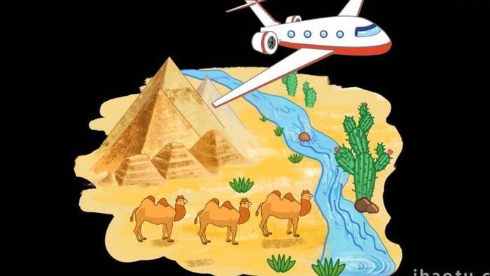 卡通类旅游自然沙漠飞机MG动画