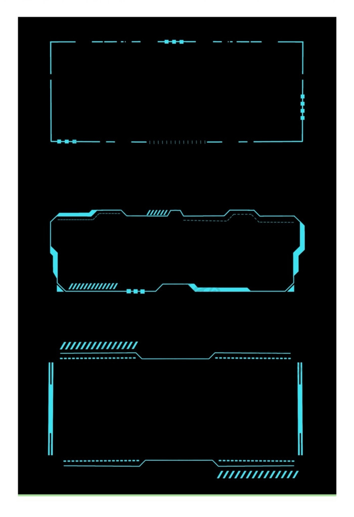 蓝色简约科技线条边框元素