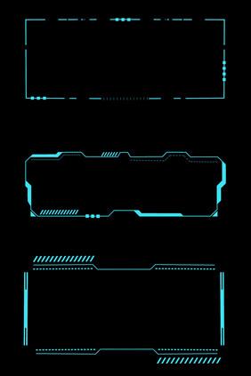 蓝色简约科技线条边框元素