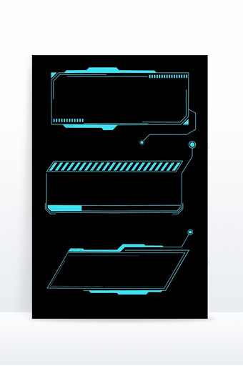 蓝色简约科技机械线条边框元素图片