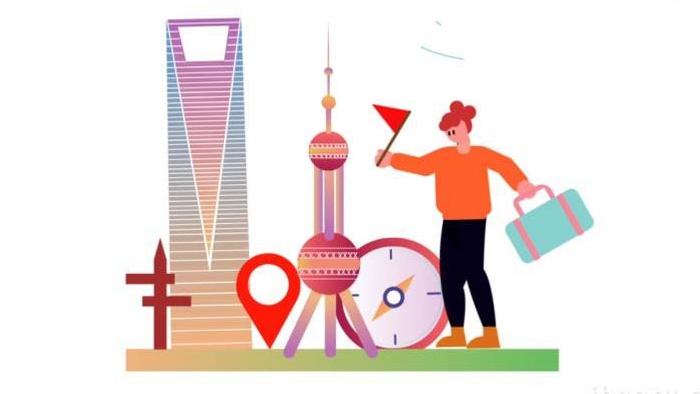 扁平类卡通城市上海旅游MG动画