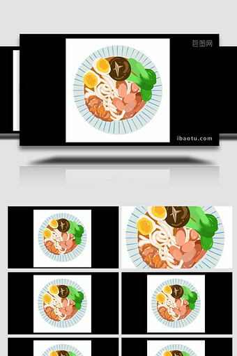 卡通类食物美食火腿鸡蛋面MG动画图片