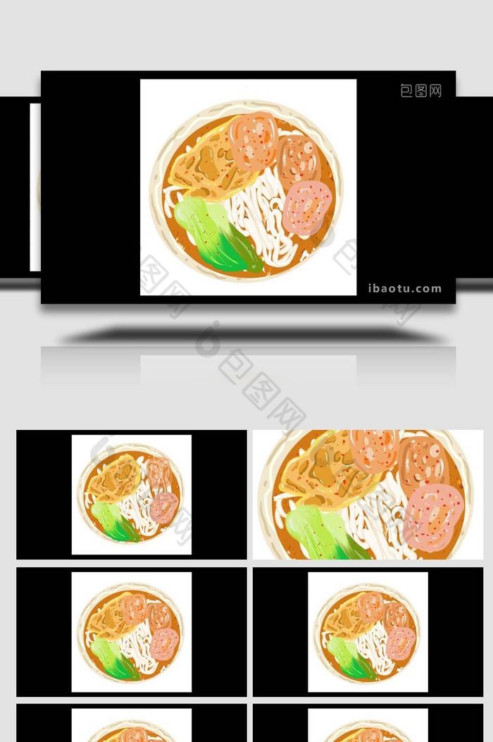 卡通类食物美食火腿面条MG动画