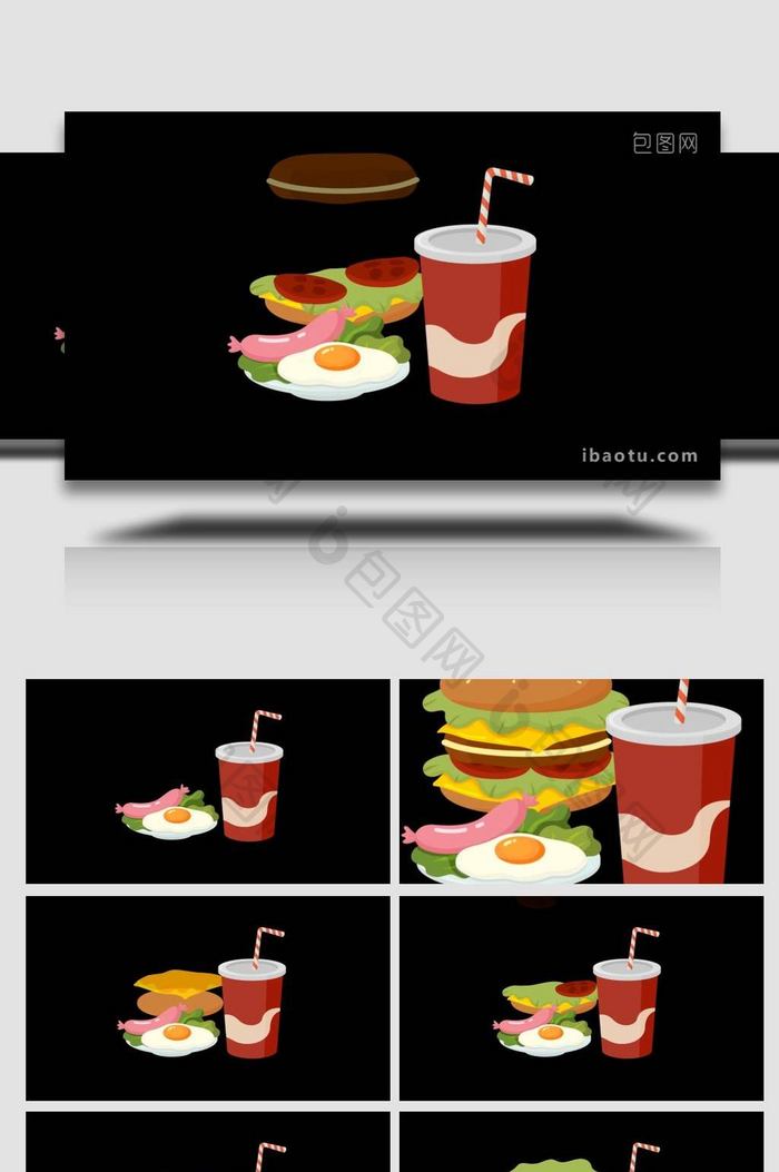 卡通类写实食物美食餐饮快餐MG动画