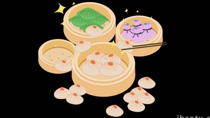 卡通类写实食物美食水晶饺子MG动画