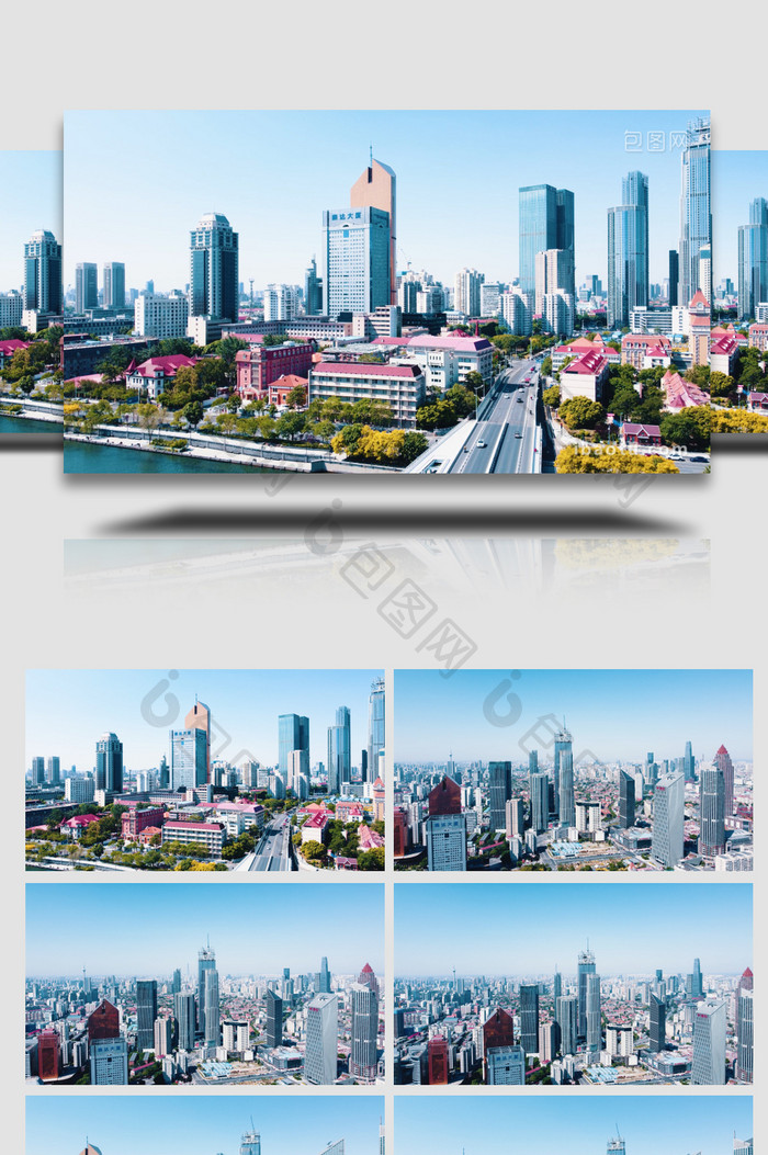 天津城市地标建筑高耸大气航拍摄影4K